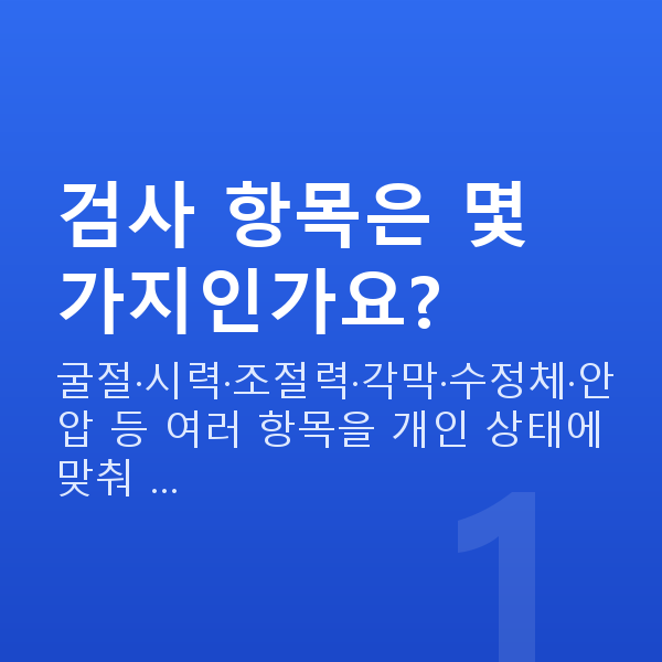 노안교정검사항목 검사 항목은 몇 가지인가요?