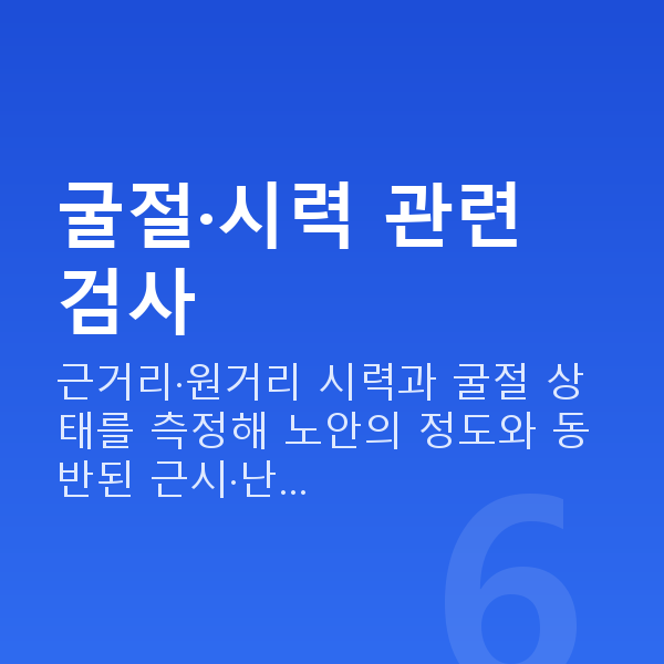 노안교정검사항목 굴절·시력 관련 검사