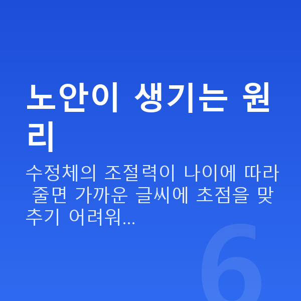 노안교정원리 노안이 생기는 원리