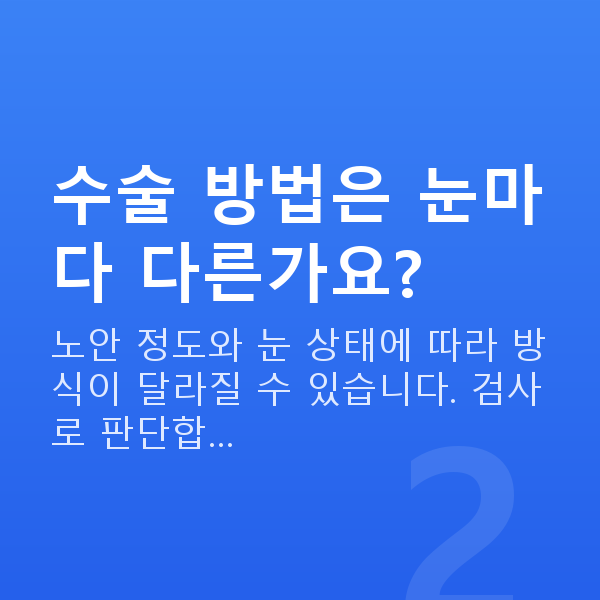 노안라식수술방법 수술 방법은 눈마다 다른가요?