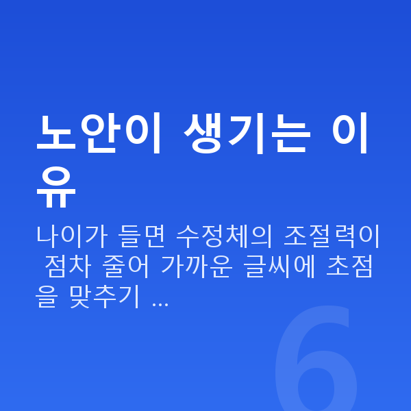 노안라식원리 노안이 생기는 이유