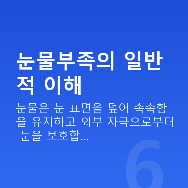 눈물부족 눈물부족의 일반적 이해