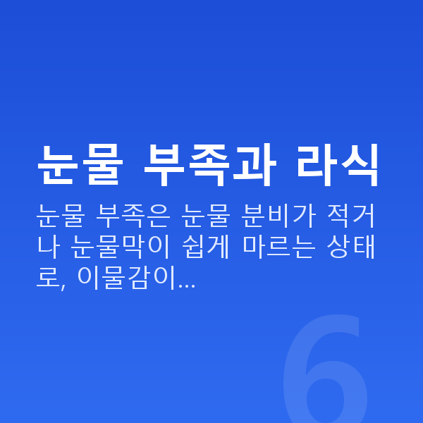 눈물부족라식 눈물 부족과 라식