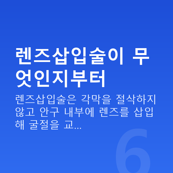 도곡동렌즈삽입술 렌즈삽입술이 무엇인지부터