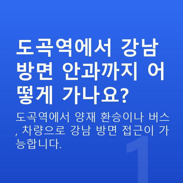 도곡역라섹 도곡역에서 강남 방면 안과까지 어떻게 가나요?
