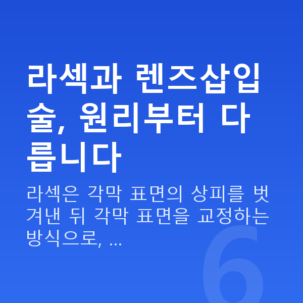 라섹vs렌즈삽입술 라섹과 렌즈삽입술, 원리부터 다릅니다