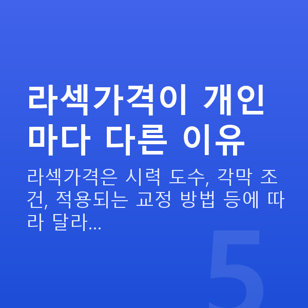 라섹가격 라섹가격이 개인마다 다른 이유