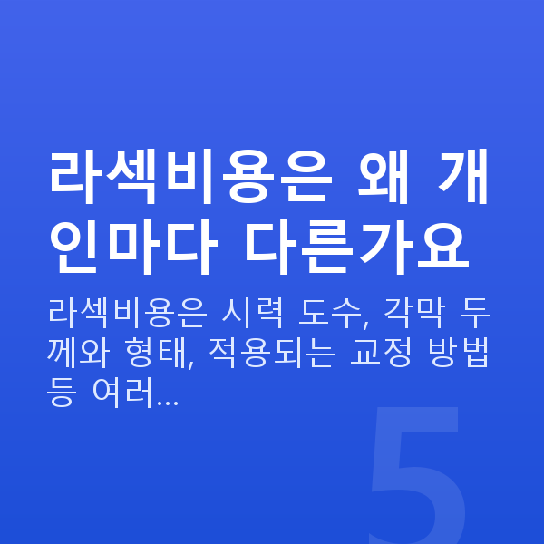 라섹비용 라섹비용은 왜 개인마다 다른가요