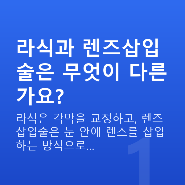 라식vs렌즈삽입술 라식과 렌즈삽입술은 무엇이 다른가요?
