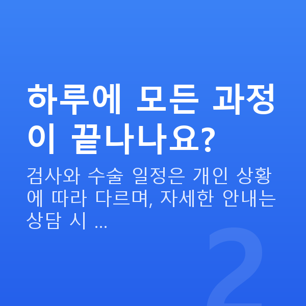 라식과정 하루에 모든 과정이 끝나나요?