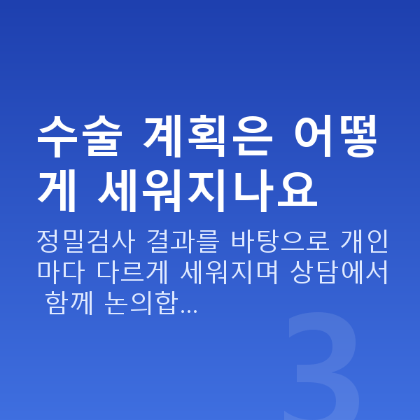 라식라섹수술과정 수술 계획은 어떻게 세워지나요