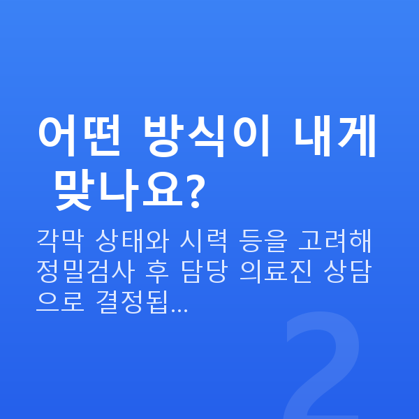 라식종류 어떤 방식이 내게 맞나요?
