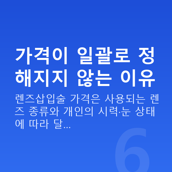 렌즈삽입술가격 가격이 일괄로 정해지지 않는 이유