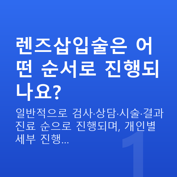 렌즈삽입술과정 렌즈삽입술은 어떤 순서로 진행되나요?