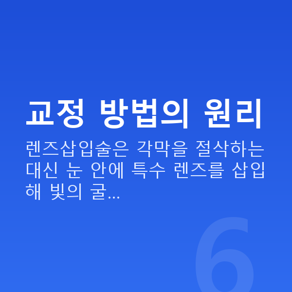 렌즈삽입술방법 교정 방법의 원리