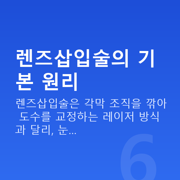 렌즈삽입술수술방법 렌즈삽입술의 기본 원리