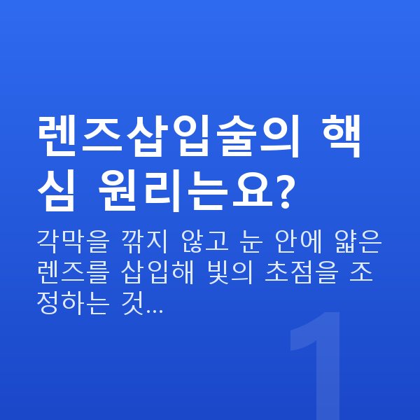 렌즈삽입술원리 렌즈삽입술의 핵심 원리는요?