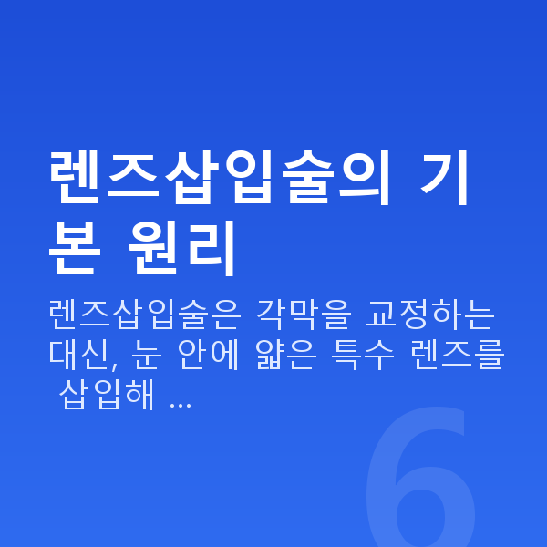 렌즈삽입술원리 렌즈삽입술의 기본 원리