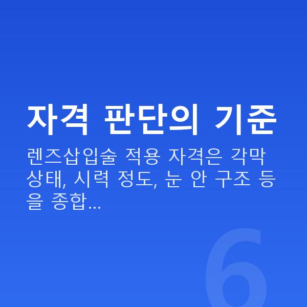 렌즈삽입술자격 자격 판단의 기준