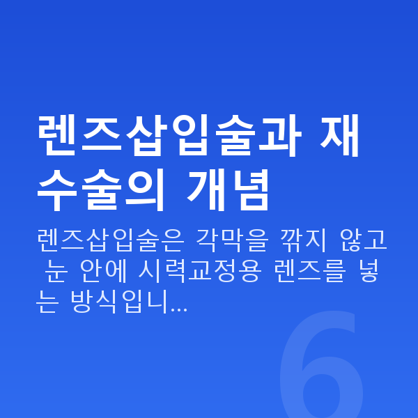 렌즈삽입술재수술 렌즈삽입술과 재수술의 개념