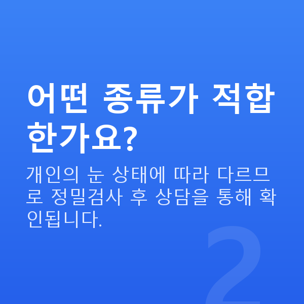렌즈삽입술종류 어떤 종류가 적합한가요?