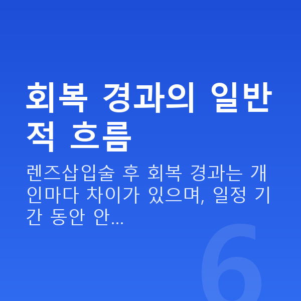 렌즈삽입술회복기간 회복 경과의 일반적 흐름