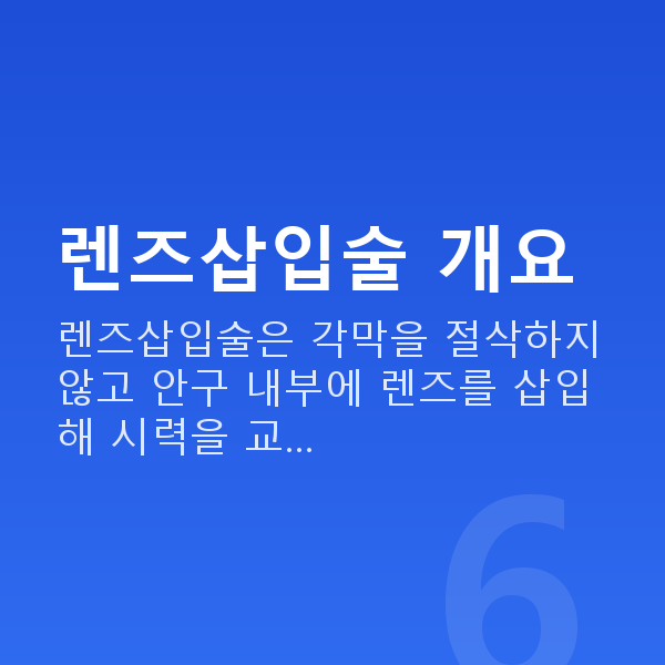 반포동렌즈삽입술 렌즈삽입술 개요