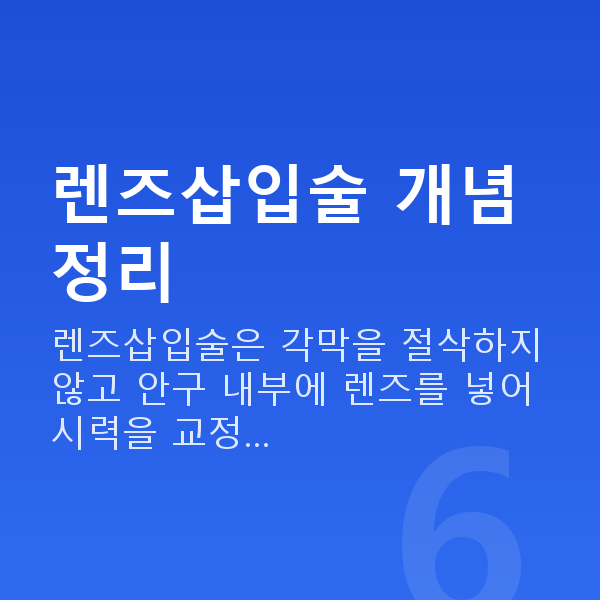 서초동렌즈삽입술 렌즈삽입술 개념 정리