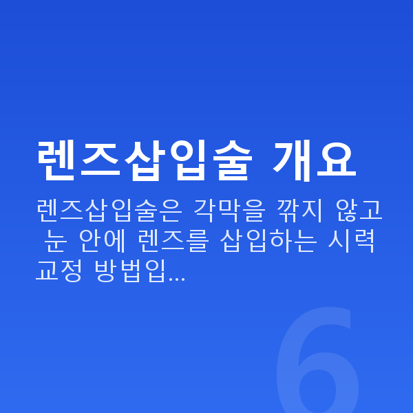 수서동렌즈삽입술 렌즈삽입술 개요