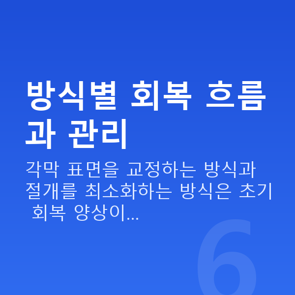 수술후회복 방식별 회복 흐름과 관리