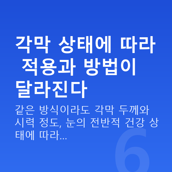 스마일라식 각막 상태에 따라 적용과 방법이 달라진다
