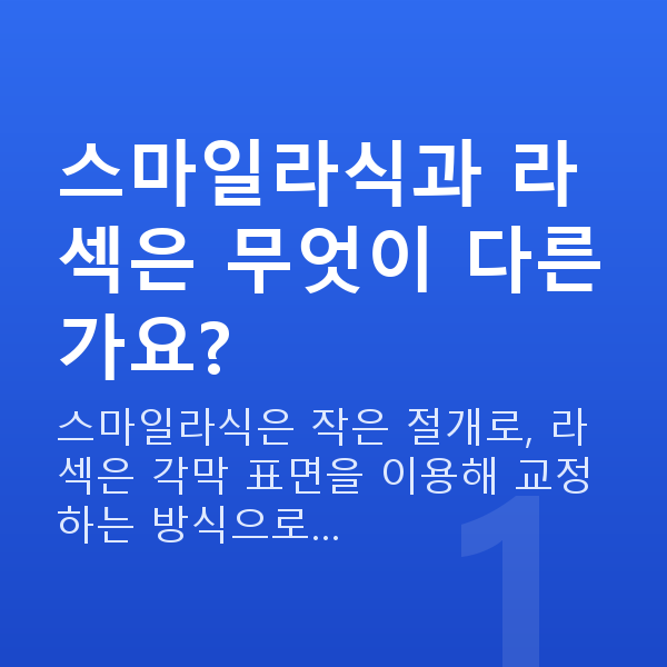 스마일라식vs라섹 스마일라식과 라섹은 무엇이 다른가요?