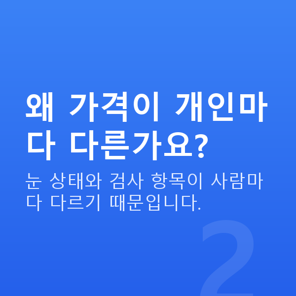 스마일라식가격 왜 가격이 개인마다 다른가요?
