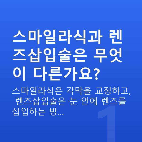스마일라식렌즈삽입술차이 스마일라식과 렌즈삽입술은 무엇이 다른가요?