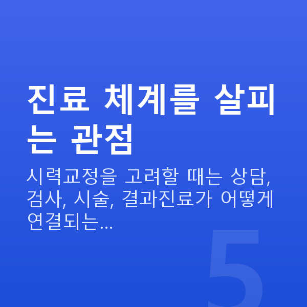 스마일라식잘하는곳 진료 체계를 살피는 관점