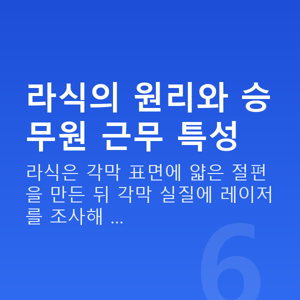 승무원라식 라식의 원리와 승무원 근무 특성