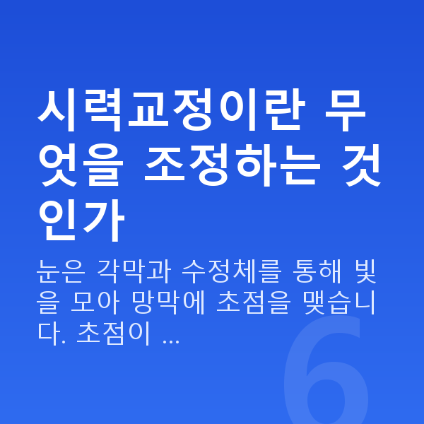 시력교정 시력교정이란 무엇을 조정하는 것인가