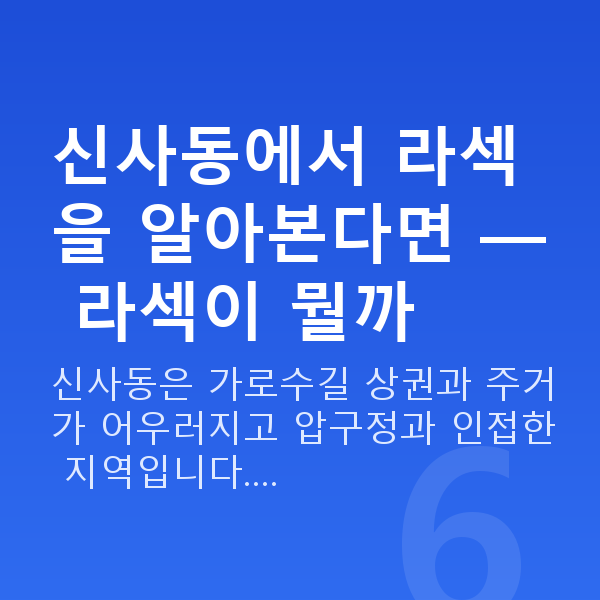 신사동라섹 신사동에서 라섹을 알아본다면 — 라섹이 뭘까