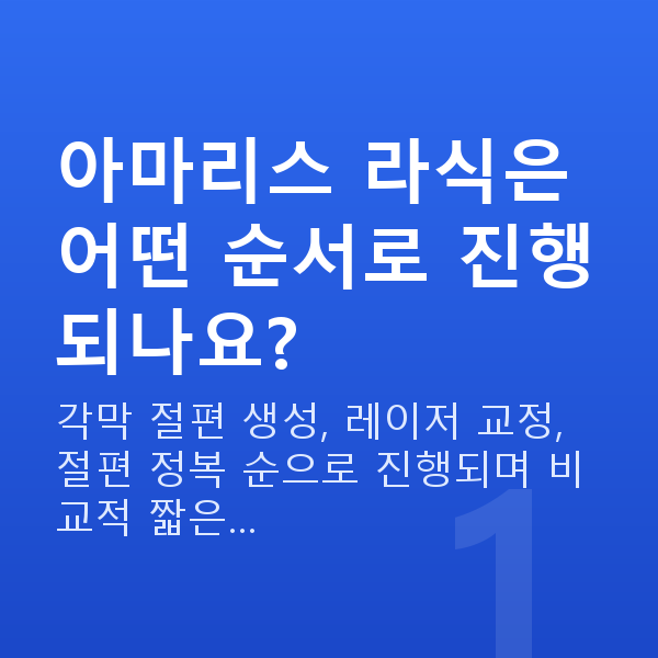 아마리스라식수술방법 아마리스 라식은 어떤 순서로 진행되나요?