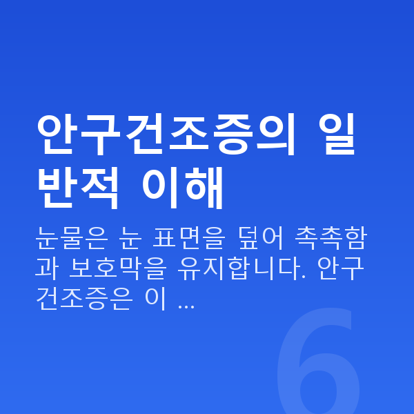 안구건조증 안구건조증의 일반적 이해