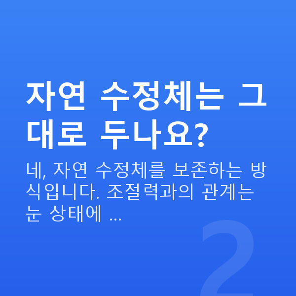 알티산렌즈삽입술수술방법 자연 수정체는 그대로 두나요?