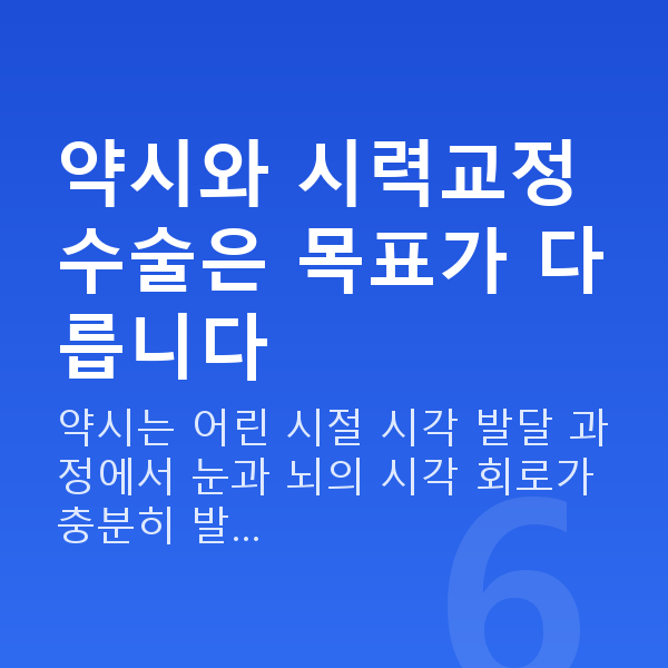 약시시력교정 약시와 시력교정수술은 목표가 다릅니다