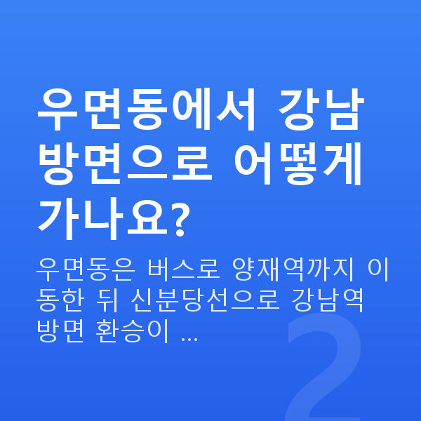 우면동라섹 우면동에서 강남 방면으로 어떻게 가나요?