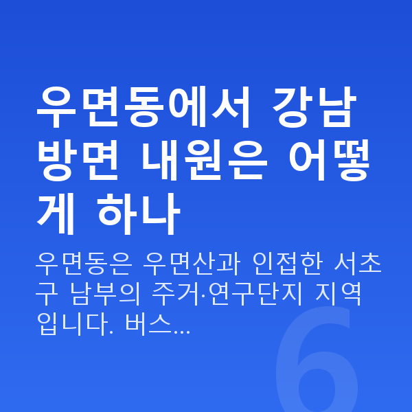 우면동라섹 우면동에서 강남 방면 내원은 어떻게 하나