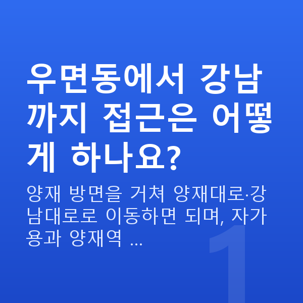 우면동라식 우면동에서 강남까지 접근은 어떻게 하나요?