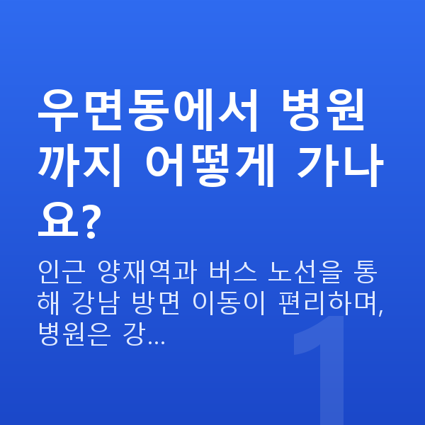 우면동스마일라식 우면동에서 병원까지 어떻게 가나요?