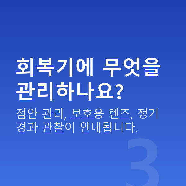 원데이라섹 회복기에 무엇을 관리하나요?