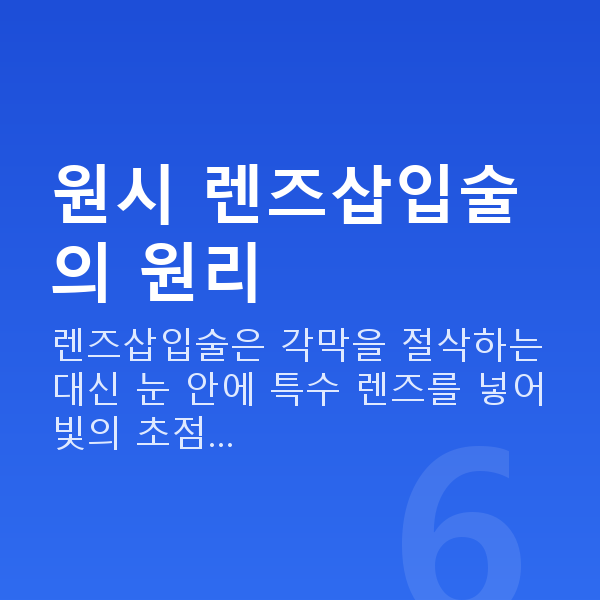 원시렌즈삽입술 원시 렌즈삽입술의 원리