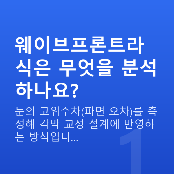 웨이브프론트라식 웨이브프론트라식은 무엇을 분석하나요?