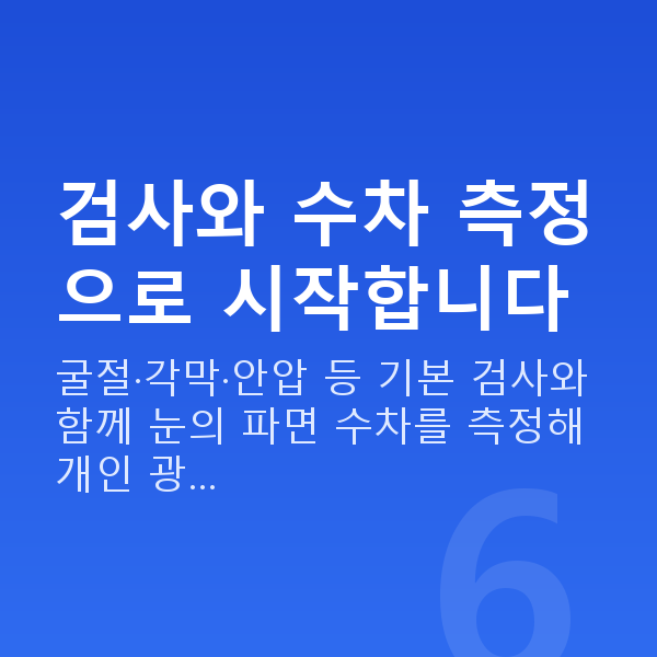 웨이브프론트라식과정 검사와 수차 측정으로 시작합니다